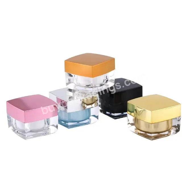 5g 15g Wholesale Acrylic Square Cream Jar Moisturizer Eye Cream Pearl Paste Aroma Oil Square Corner Jar With Plastic Cap