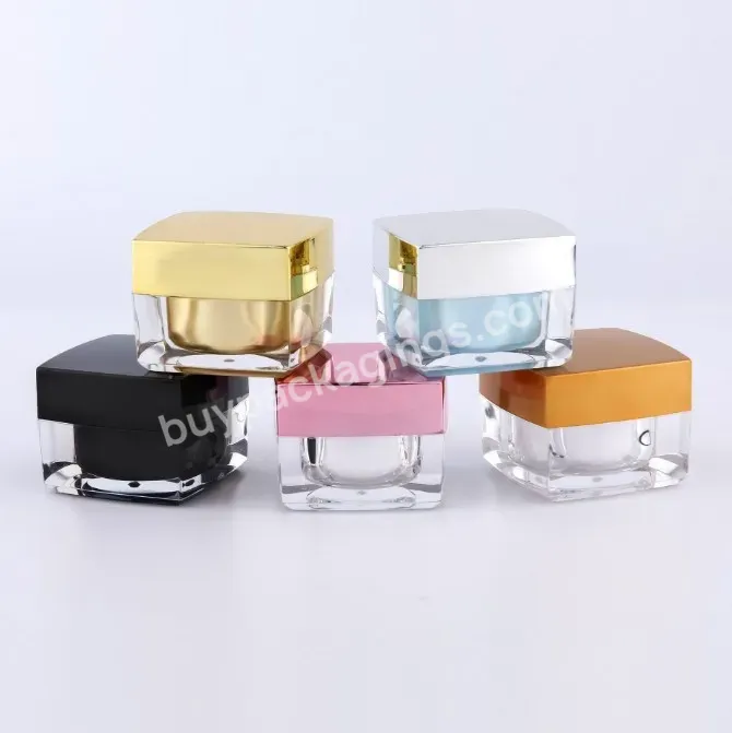 5g 15g Wholesale Acrylic Square Cream Jar Moisturizer Eye Cream Pearl Paste Aroma Oil Square Corner Jar With Plastic Cap