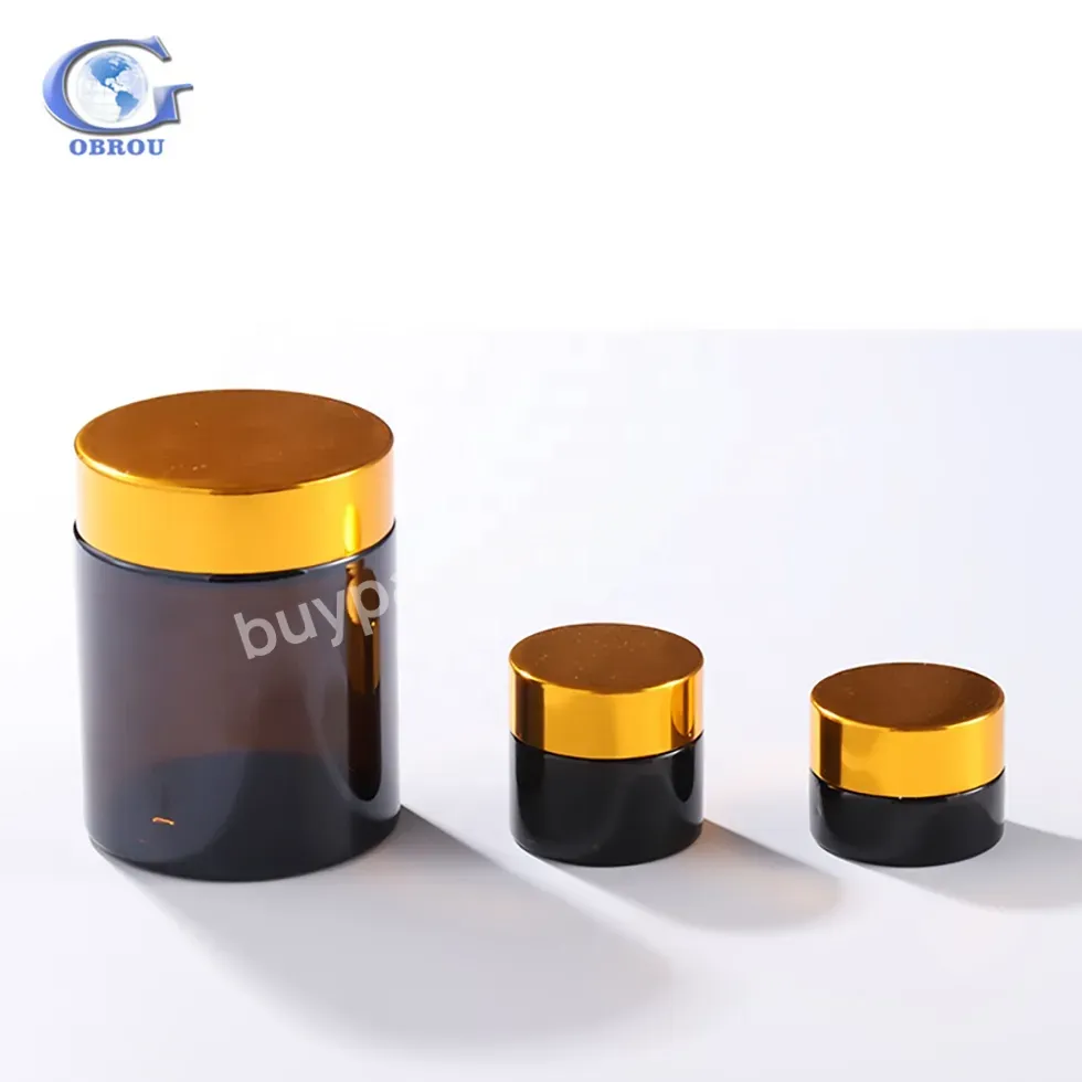 5g-200g Frosted Jars Black Pink Amber Small Glass Cosmetic Cream Jar With Bamboo Metal Lid For Candles Wholesale And Bottles