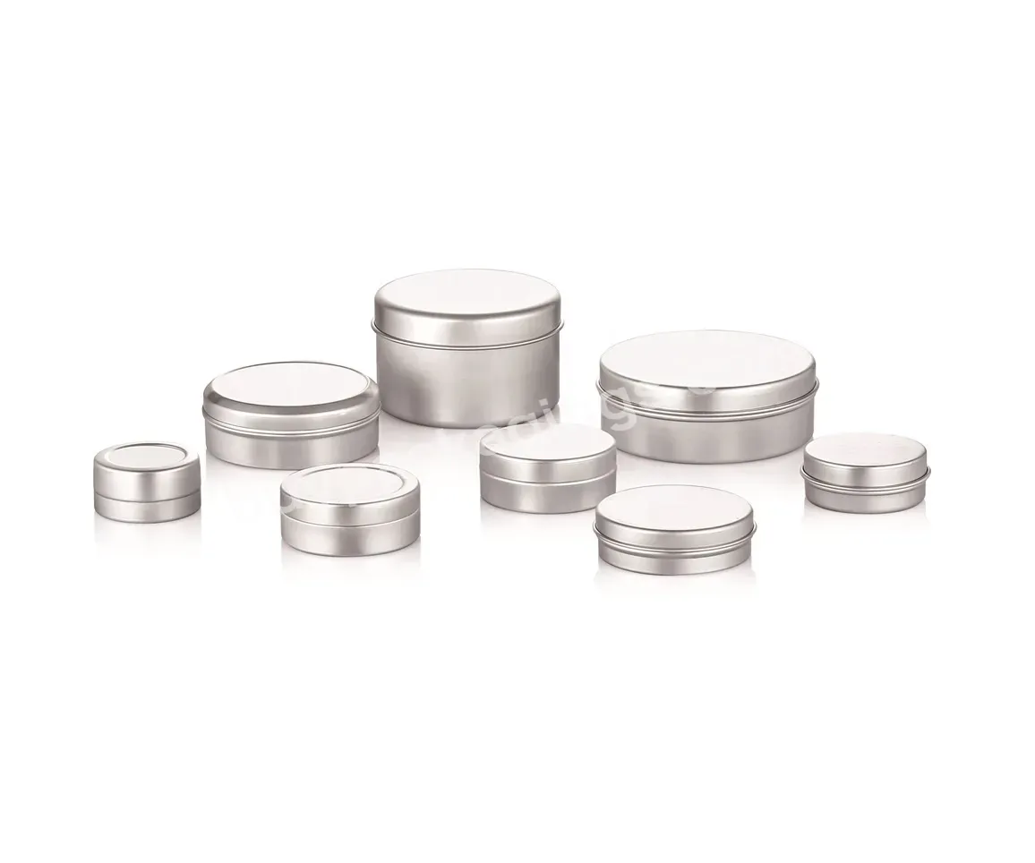 5g-500g Cosmetic Metal Silver Aluminum Tin Jars With Crimp Snap On Cap Lid