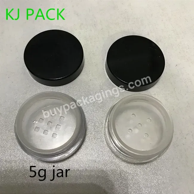 5g Cosmetic Powder Jars With Black Lid Small Loose Powder Jar With Sifter