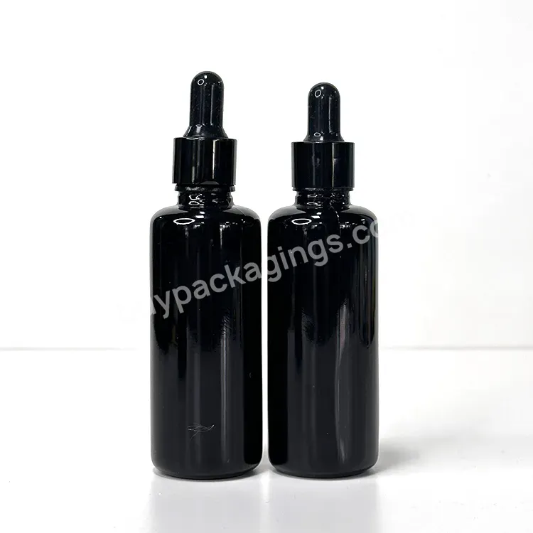 5ml 10ml 15ml 20ml 30ml 1 Oz 50ml 100ml Shiny Dark Violet Color Glass Dropper Bottle Matte Black Essential Oil Serum Bottles