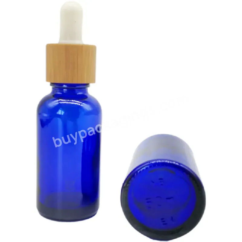 5ml 10ml 15ml 20ml 30ml 50ml 100ml 120ml Blue Cosmetic Dropper Bottle Essential Oil Packaging Bottle With Bamboo Lid