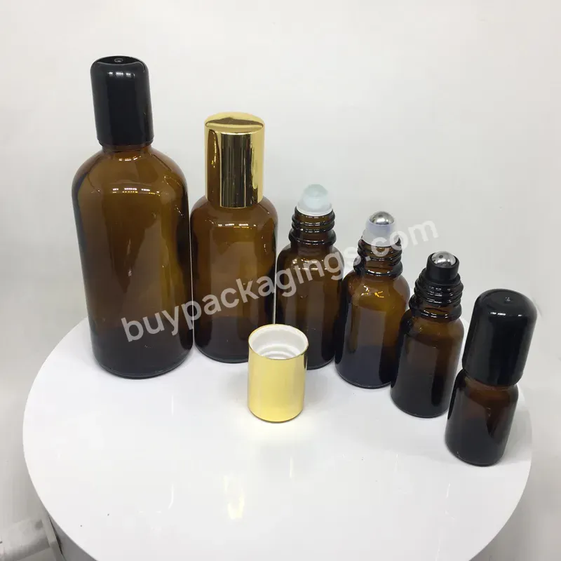 5ml 10ml 15ml 20ml 30ml 50ml 100ml Amber Roll On Glass Bottles For Essential Oils