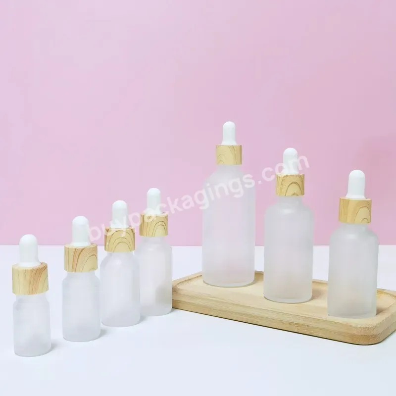 5ml 10ml 15ml 20ml 30ml 50ml 100ml Bamboo Frosted Clear Oil Glass Dropper Bottle With Plastic Bamboo Dropper Cap