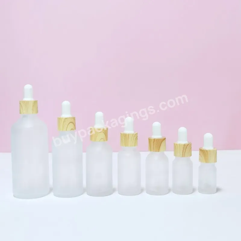 5ml 10ml 15ml 20ml 30ml 50ml 100ml Bamboo Frosted Clear Oil Glass Dropper Bottle With Plastic Bamboo Dropper Cap