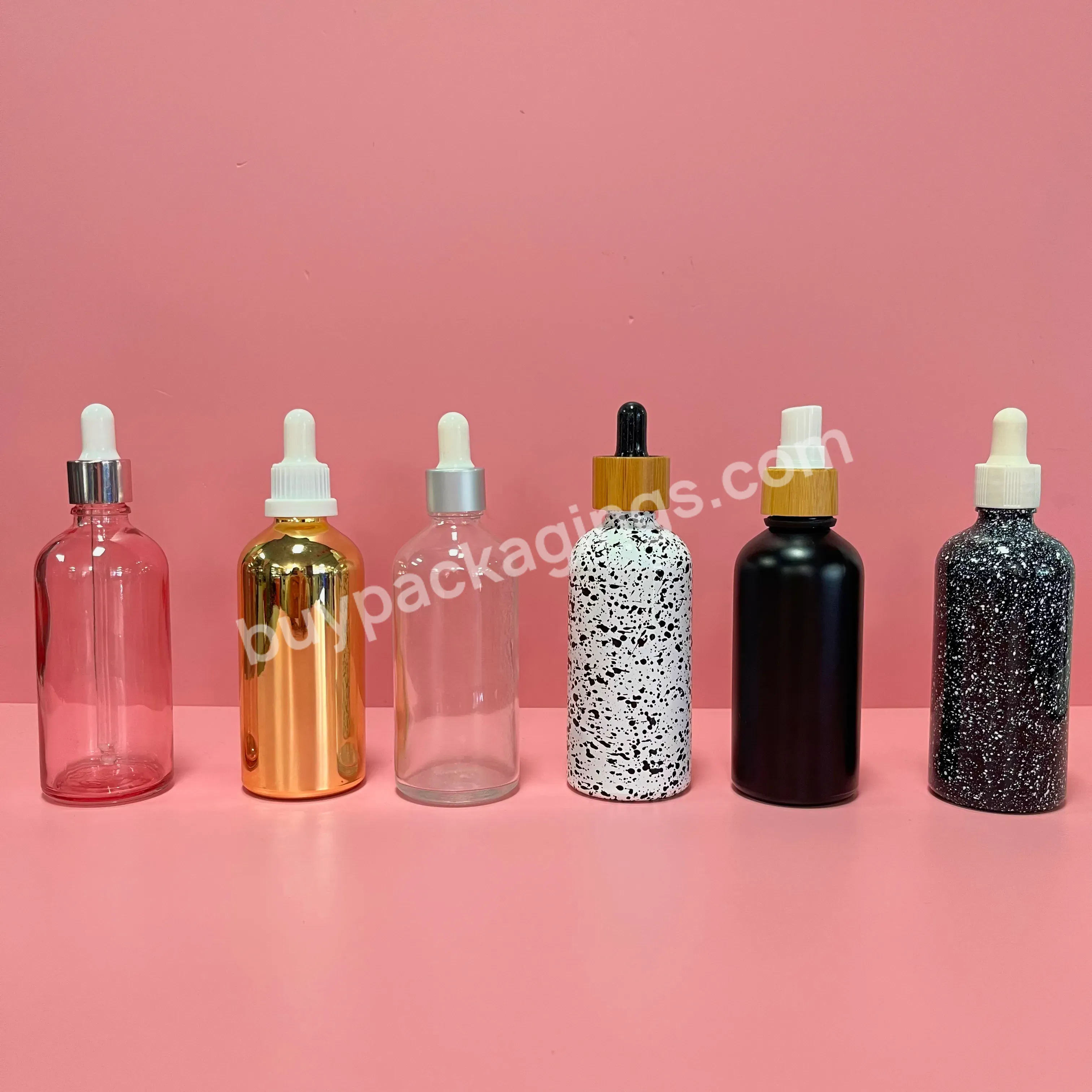 5ml 10ml 15ml 20ml 30ml 50ml 100ml Colorful Frost Matte Clear Gold Facial Serum Skin Care Essential Cosmetic Glass Dropper