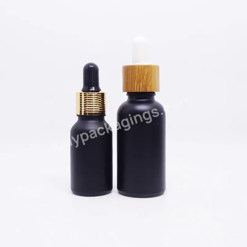 5ml 10ml 15ml 20ml 30ml 50ml 100ml Empty Black Round Glass Dropper Bottle Essential Oil With Plastic Lids