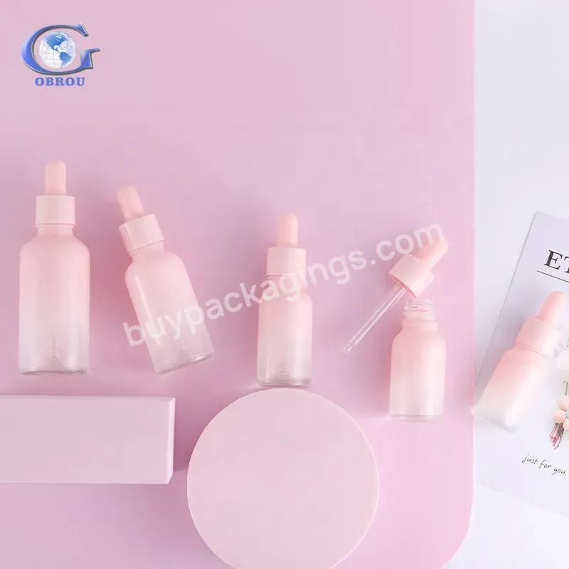 5ml 10ml 15ml 20ml 30ml 50ml 100ml Gradient Pink Serum Glass Dropper Bottle Essential Oil Bottles