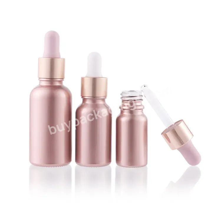 5ml 10ml 15ml 20ml 30ml 50ml 100ml Luxury Empty Cosmetic Pink Glass Essential Oil Bottle Serum Dropper Bottle