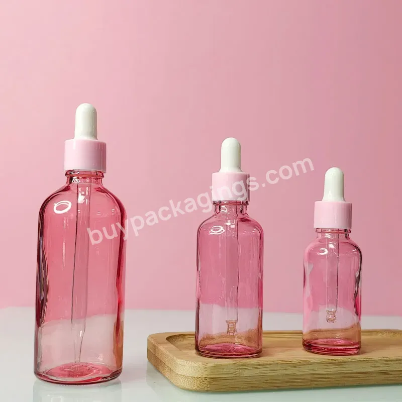 5ml 10ml 15ml 20ml 30ml 50ml 100ml Manufacturer Pink Dropper Bottle Custom Cosmetics Packaging Serum Bottles With Oil Dropper