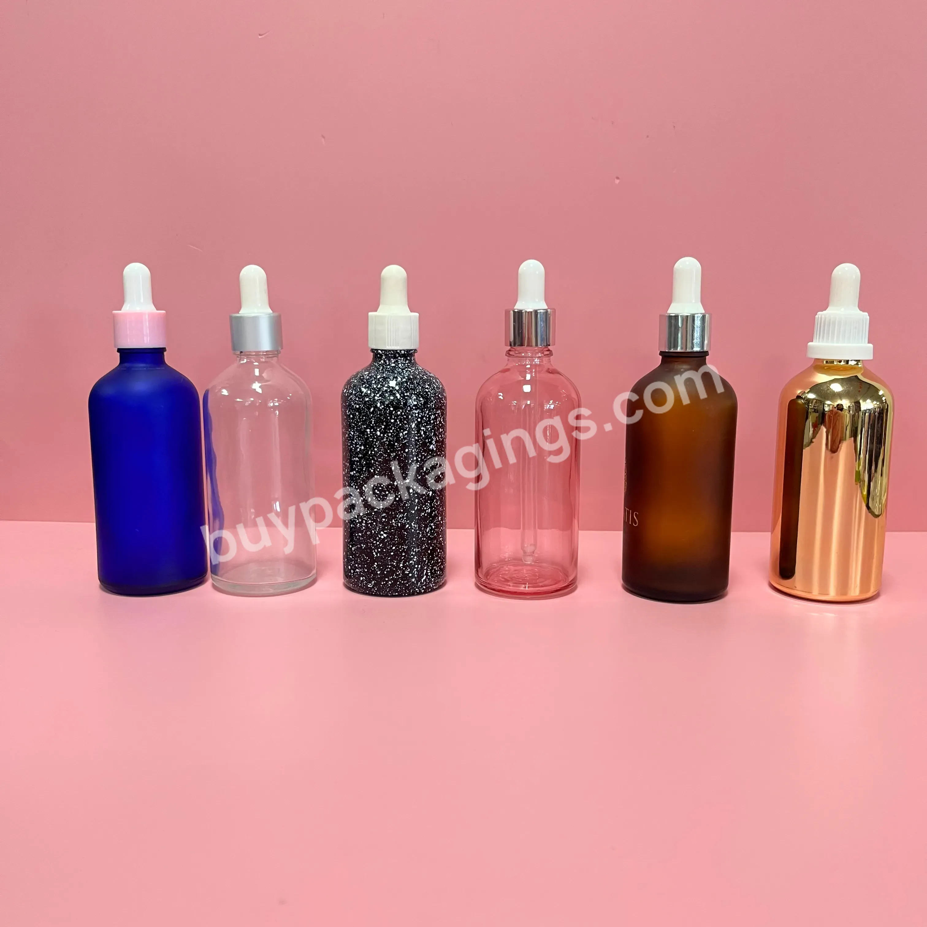 5ml 10ml 15ml 20ml 30ml 50ml 100ml Matt Black Clear Blue Green Amber Frosted Glass Dropper Bottle For Essential Oil