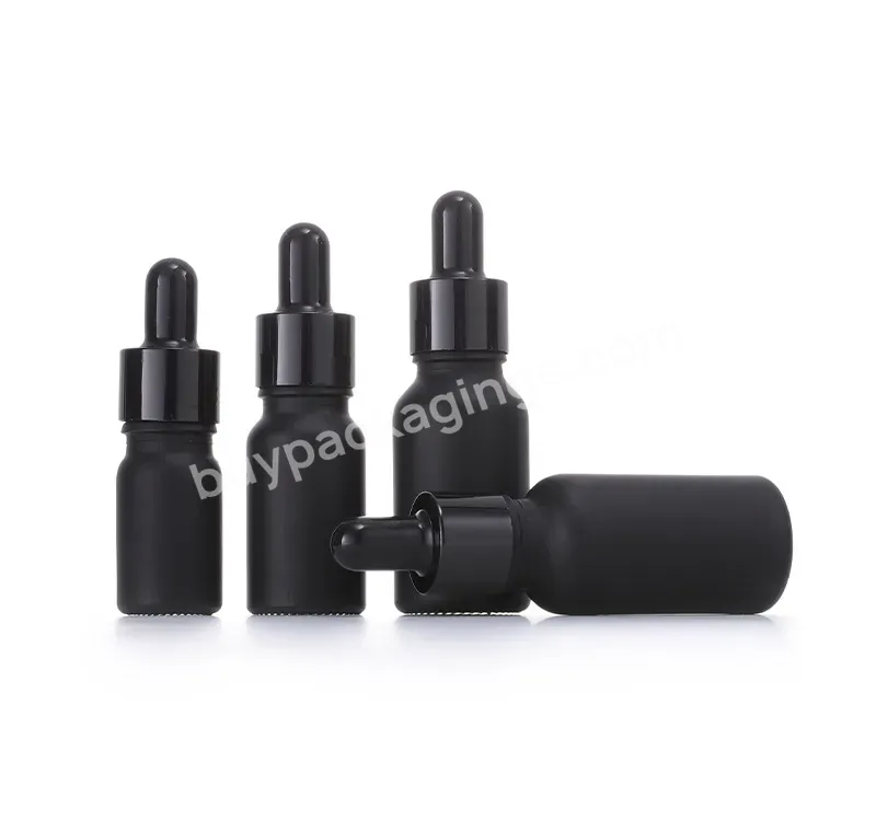 5ml 10ml 15ml 20ml 30ml 50ml 100ml Matte Black Frosted Glass Dropper Bottle For Essential Oil