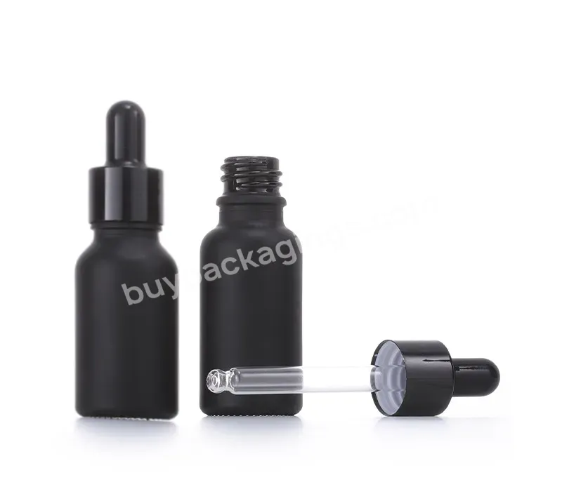 5ml 10ml 15ml 20ml 30ml 50ml 100ml Matte Black Frosted Glass Dropper Bottle For Essential Oil