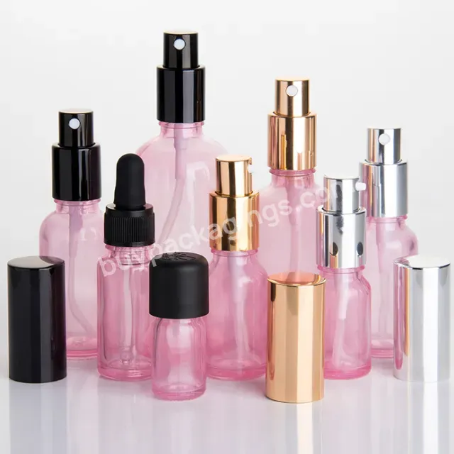 5ml 10ml 15ml 20ml 30ml 50ml 100ml Pink Color Glass Essential Oil Bottle Perfume Spray Pump Bottle