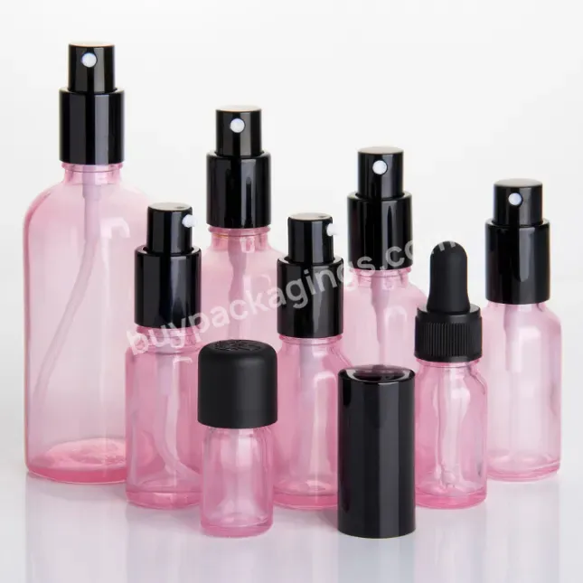 5ml 10ml 15ml 20ml 30ml 50ml 100ml Pink Color Glass Essential Oil Bottle Perfume Spray Pump Bottle