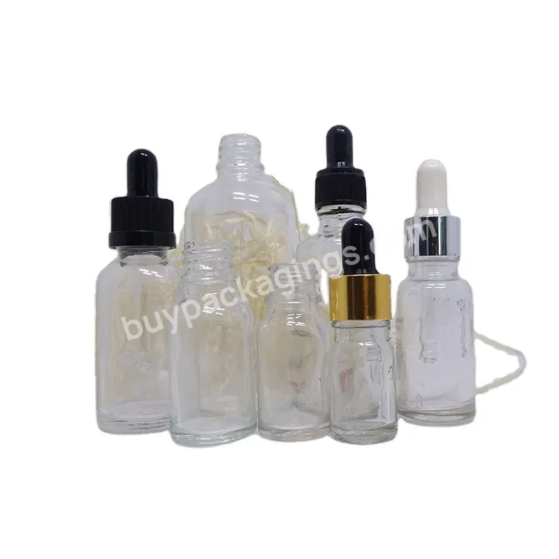 5ml 10ml 15ml 20ml 30ml 50ml 100ml Transparent Essential Oil Glass Bottle With Gold Screw Lid Dropper For Cosmetic