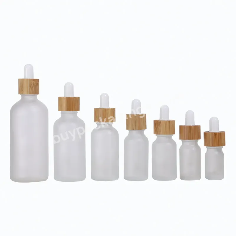 5ml 10ml 15ml 20ml 30ml 50ml 100ml White Frosted Glass Dropper Bottle With Bamboo Lids