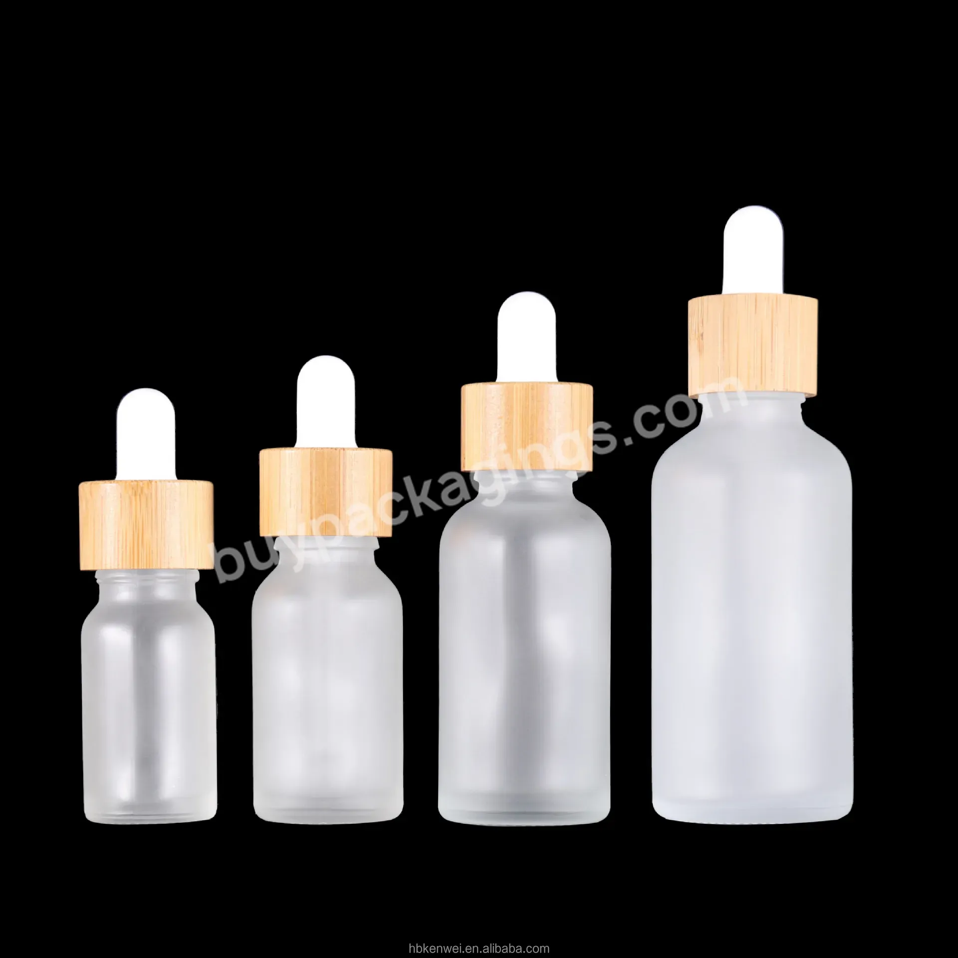 5ml 10ml 15ml 20ml 30ml 50ml 100ml White Frosted Glass Dropper Bottle With Bamboo Lids