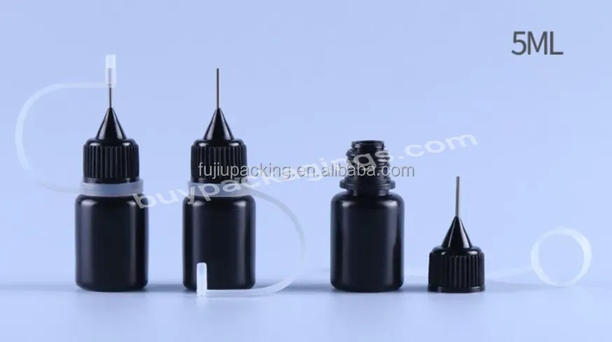 5ml 10ml 15ml 20ml 30ml Empty Black Plastic Needle Tip Bottles With Dropper Cap