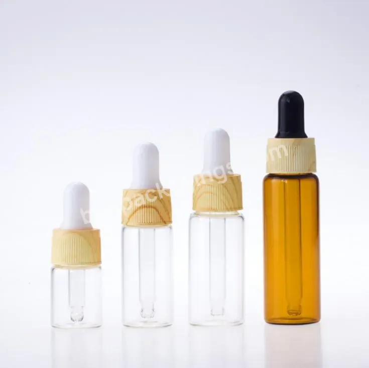 5ml 10ml 15ml 20ml Clear Glass Dropper Bottle With Wooden Cap