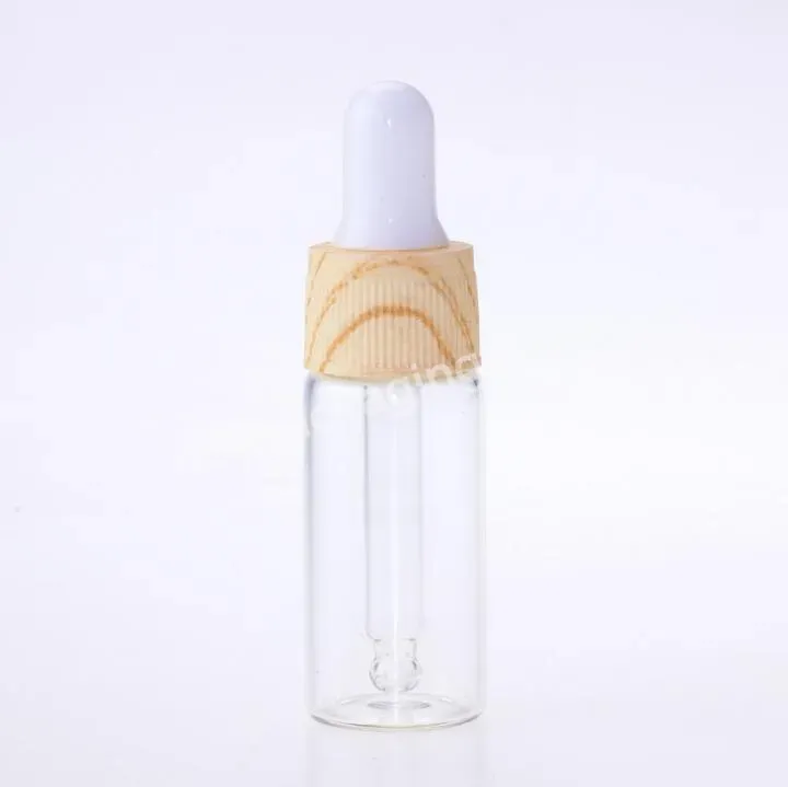 5ml 10ml 15ml 20ml Clear Glass Dropper Bottle With Wooden Cap