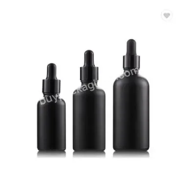 5ml 10ml 15ml 30ml 50ml 100ml Luxury Matte Black Essential Oil Packaging Glass Dropper Bottle With Paper Box