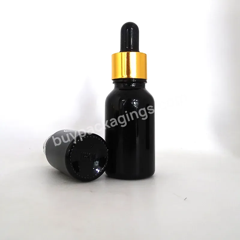 5ml 10ml 15ml 30ml 50ml Black Round Glass Bottle Serum Bottle For Skincare Cosmetic Packaging Face Care Glass Oil Glass Bottle