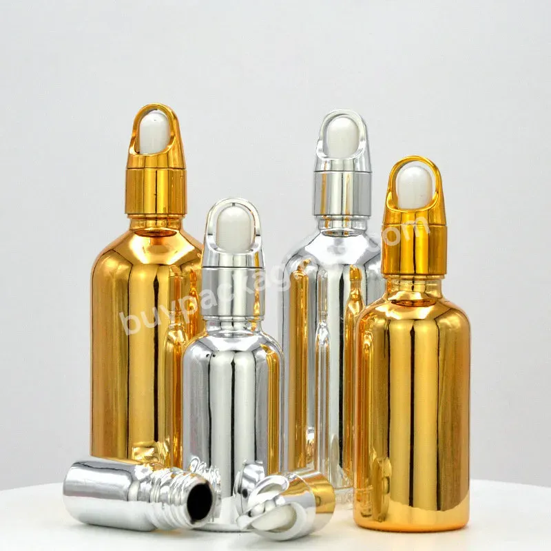 5ml 10ml 15ml 50ml 1oz 3oz Shiny Gold Silver Glass Dropper Bottle For Cosmetic Frosted Serum Bottle Spray Bottle