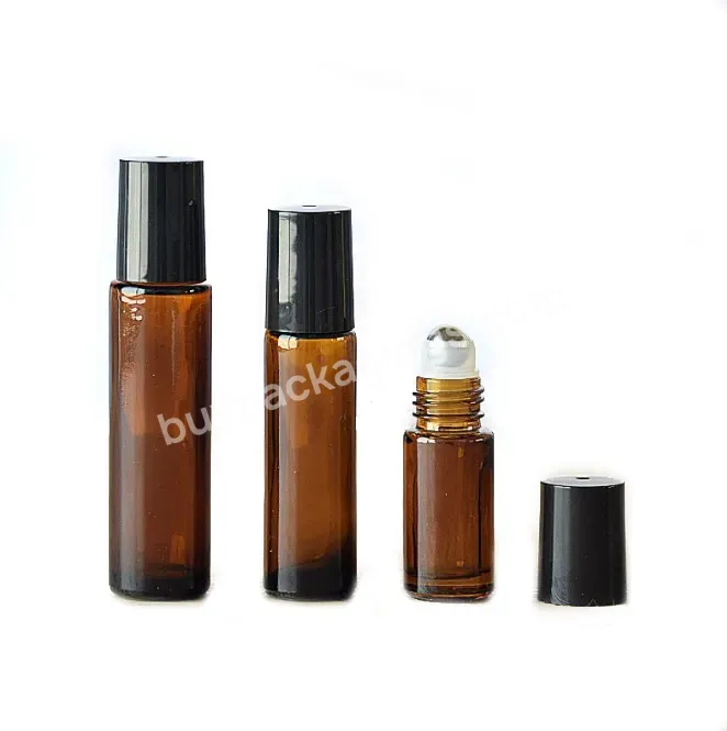 5ml 10ml 15ml Amber Roll On Glass Bottles Essential Oil Container Empty Refillable Bottle Thick For Perfume Oils Cosmetic