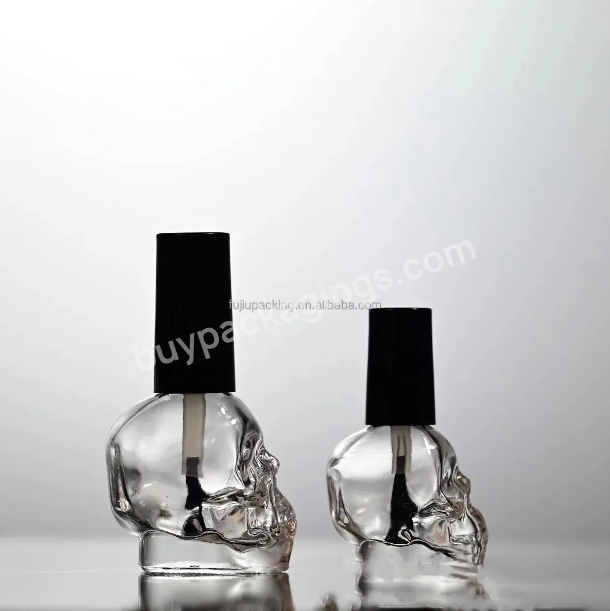 5ml 10ml 15ml Skull Transparent Glass Empty Nail Polish Refillable Bottle With Brush