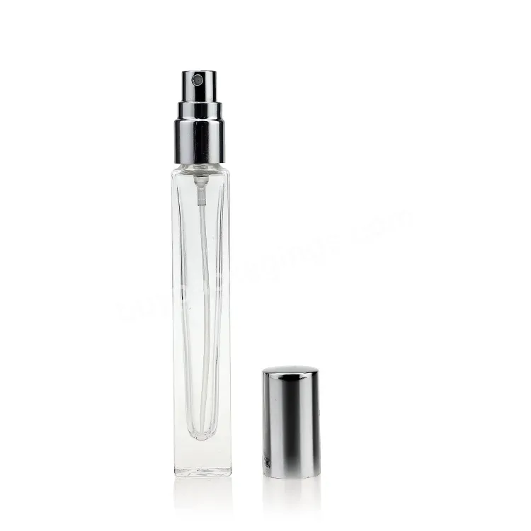 5ml 10ml 18ml Thick Bottom Square Clear Cosmetic Perfume Spray Bottle With Silver Cap