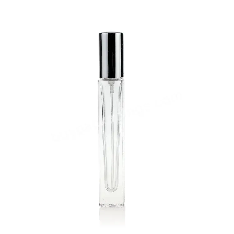 5ml 10ml 18ml Thick Bottom Square Clear Cosmetic Perfume Spray Bottle With Silver Cap