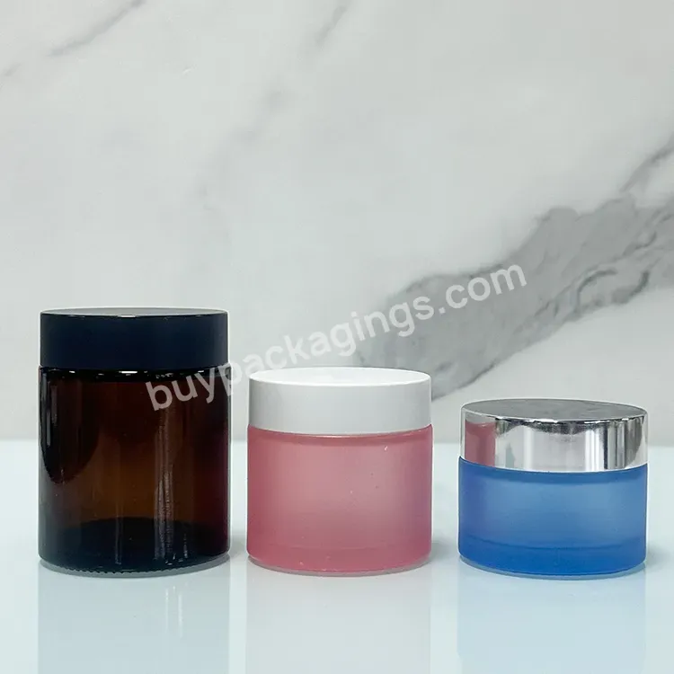 5ml 10ml 20ml 30ml 30 Ml 50ml 60ml 100ml 120ml 4oz Empty Cosmetic Cream Amber Glass Jar With Aluminum Metal Lid - Buy Glass Lip Balm Jars,Herb Jar Smell Proof,Facial Jar.