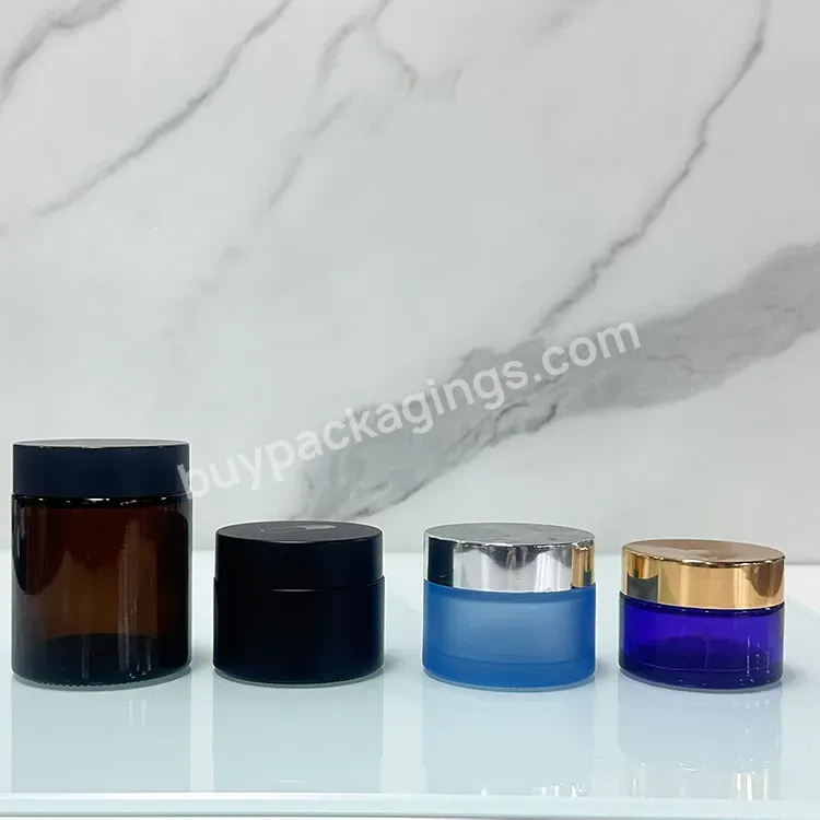 5ml 10ml 20ml 30ml 30 Ml 50ml 60ml 100ml 120ml 4oz Empty Cosmetic Cream Amber Glass Jar With Aluminum Metal Lid - Buy Glass Lip Balm Jars,Herb Jar Smell Proof,Facial Jar.