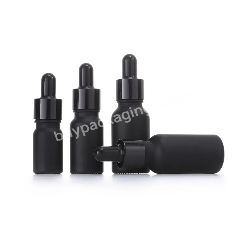 5ml 10ml 20ml 30ml 50ml 100ml 120ml Matte Frosted Black Glass Dropper Bottle Essential Oil Bottles With Paper Box