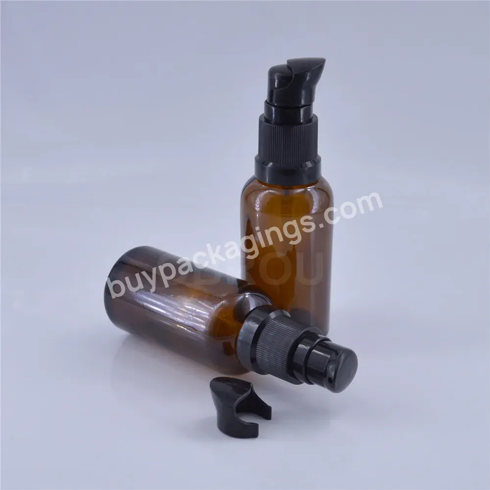 5ml 10ml 20ml 30ml 50ml 100ml Amber Glass Bottle With Lotion Pump Cosmetic Emulsion Bottle For Skin Care