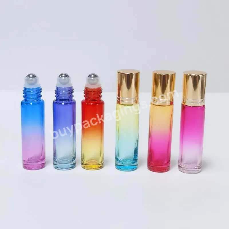 5ml 10ml Cosmetic Packaging Gold Roll On Bottle Essential Oil Colorful Glass Roller Perfume Bottle