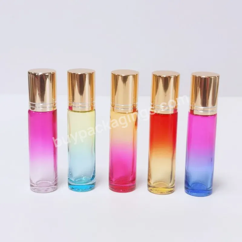 5ml 10ml Cosmetic Packaging Gold Roll On Bottle Essential Oil Colorful Glass Roller Perfume Bottle