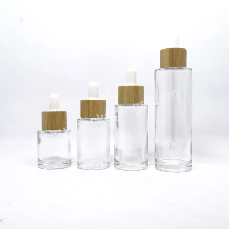 5ml 10ml Glass Clear Essential Oil Bottle 30 Ml 50ml Round Glass Dropper Bottle With Bamboo Cap For Essential Oil