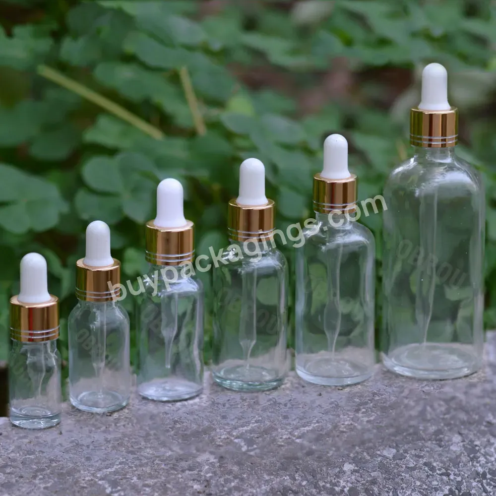 5ml 10ml Glass Clear/amber Essential Oil Bottle 30 Ml 50ml Glass Dropper Bottle With Gold Cap For Aroma Perfume Oil