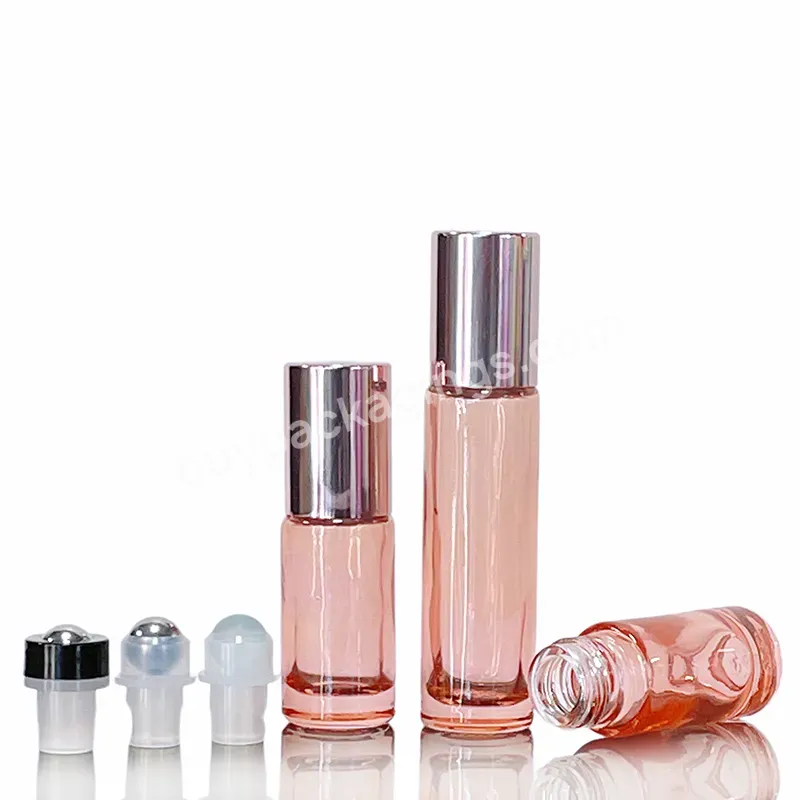 5ml 10ml Pink Glass Rollerball Portable Perfume Roll On Essential Oil Roller Bottle