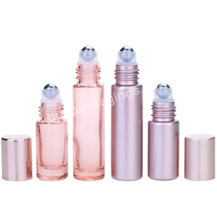 5ml 10ml Portable Essential Oil Roller Bottles Refillable Rose Gold Color Roll On Perfume Lip Oil Bottles