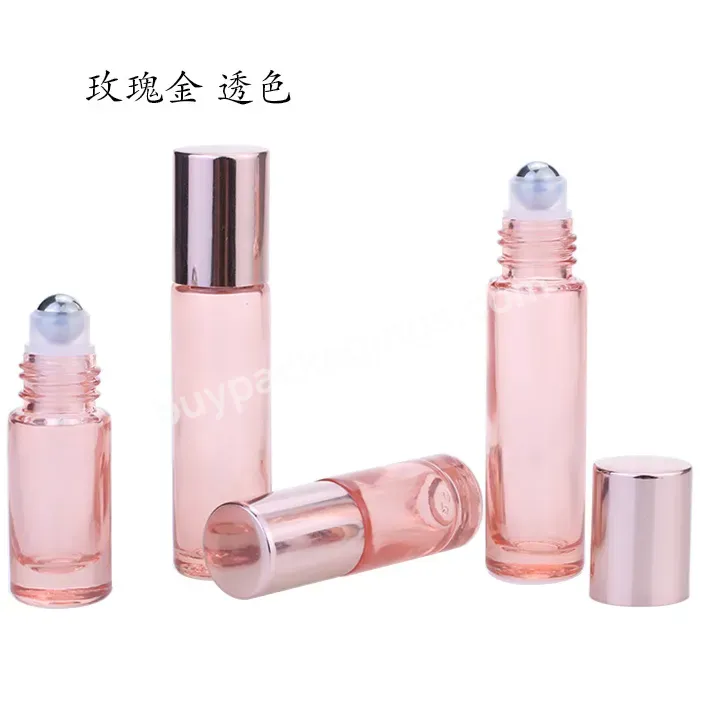 5ml 10ml Portable Essential Oil Roller Bottles Refillable Rose Gold Color Roll On Perfume Lip Oil Bottles