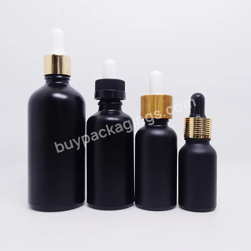 5ml 15ml 20ml 30ml 50ml 100ml Essential Oil Serum Round Frosted Black Glass Dropper Bottle With Pipette