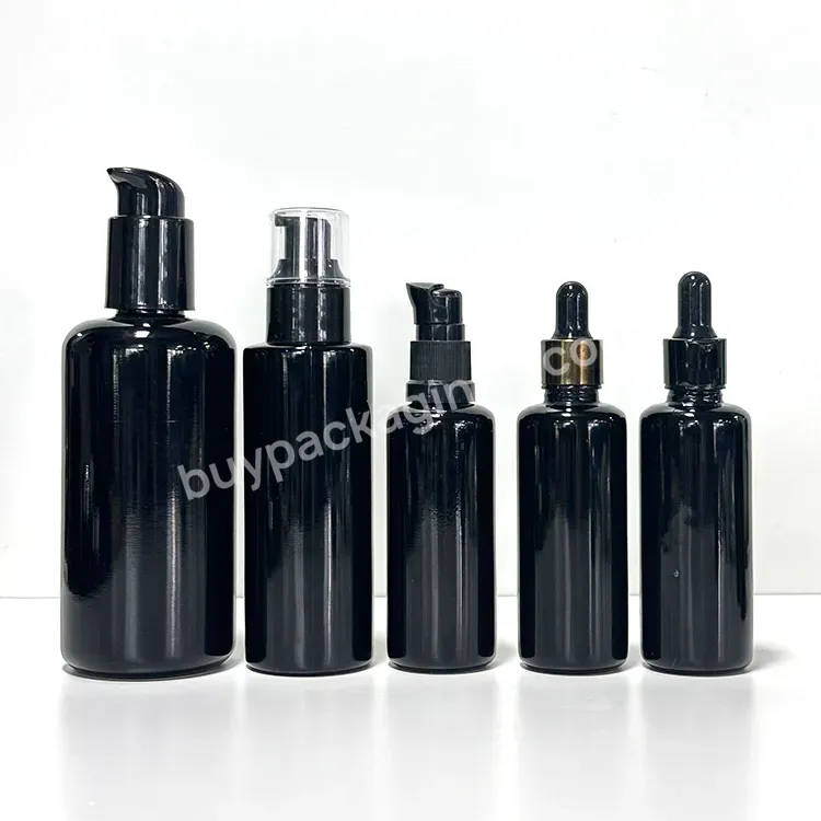 5ml 15ml 30ml 50ml 100ml 150ml 200ml 250ml Black Dark Violet Glass Essential Oil Lotion Cosmetic Dropper Bottle