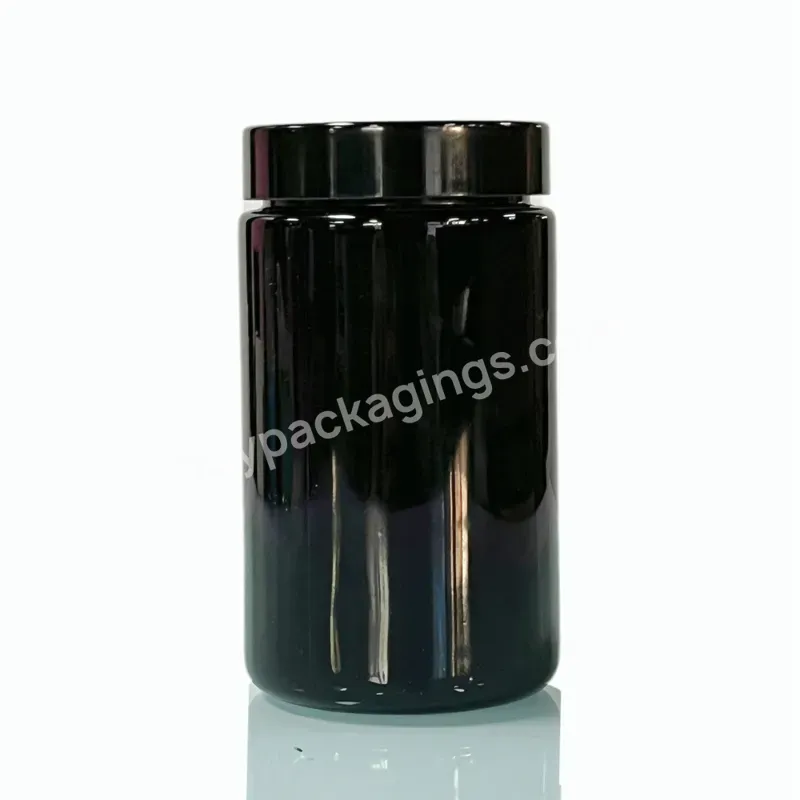 5ml 15ml 30ml 50ml 100ml 200ml 250ml 500ml 1000ml Screw Top Tall Black Uv Dark Violet Glass Jar With Air Tight Lid