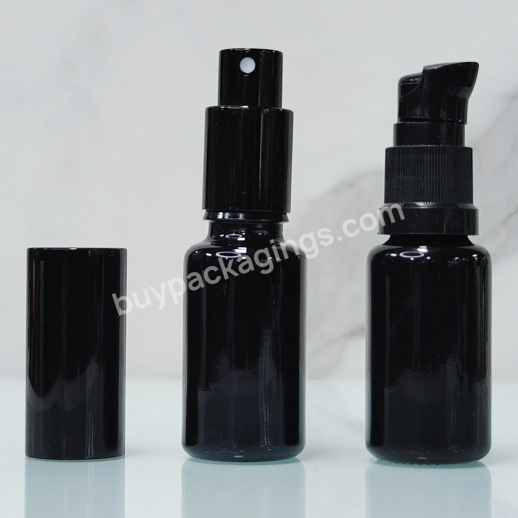 5ml 15ml 30ml 50ml 100ml 200ml Black Dark Uv Violet Glass Essential Oil Lotion Cosmetic Dropper Bottle