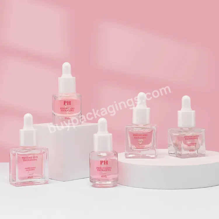 5ml 6ml 7ml 8ml Hair Oil Glass Bottles With White Dropper Square Glass Essential Oil Small Serum Dropper Bottle