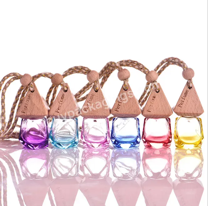 5ml 6ml Diamond Shape Hanging Car Perfume Glass Bottle With Triangle Wooden Cap - Buy Car Perfume Bottle,5ml Car Perfume Bottle,6ml Car Perfume Bottle.